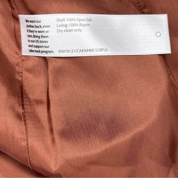 Eileen Fisher 100% Silk Terracotta Open Front Collarless Jacket Size Small - Picture 8 of 10